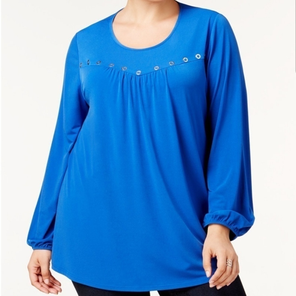 NEW NY COLLECTION PLUS SIZE 1X‎ ROYAL BLUE TOP FALL